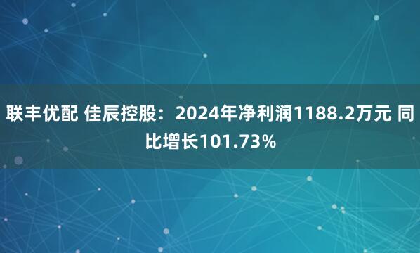 联丰优配 佳辰控股：2024年净利润1188.2万元 同比增长101.73%