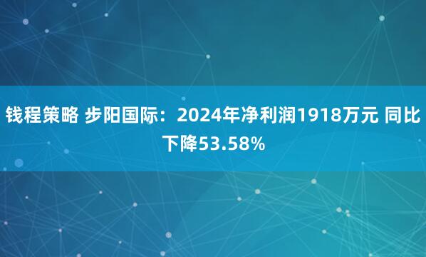 钱程策略 步阳国际：2024年净利润1918万元 同比下降53.58%